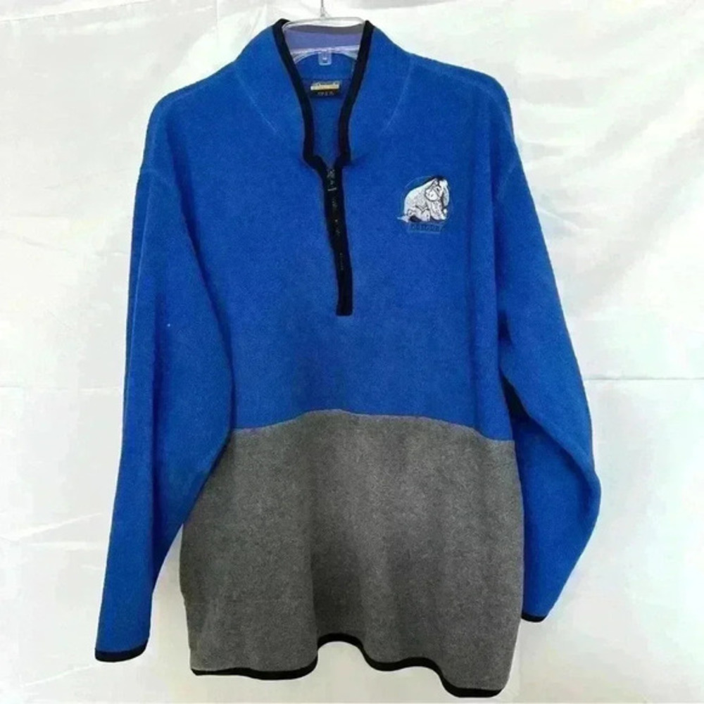 Disney Winnie the Pooh Pullover Quarter‎ Zip Womens Sweater Size 26/28 Blue Gray